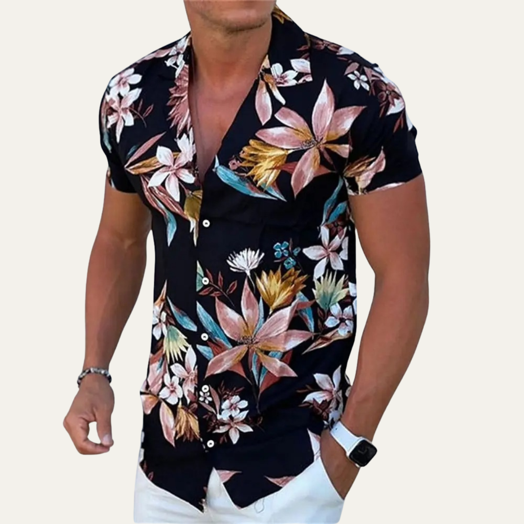 The Pinebrook Hill Men’s Tropical Coconut Print Hawaiian Beach Shirt