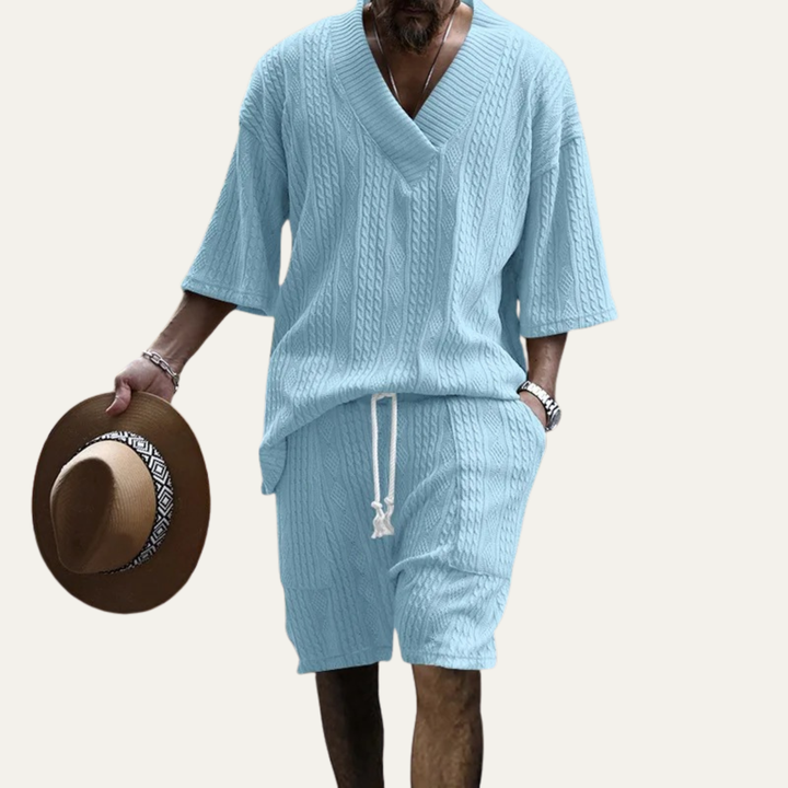 The Redwood Park Men’s Light Summer Knitted Set – Polo Shirt &amp; Short