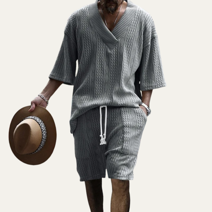The Redwood Park Men’s Light Summer Knitted Set – Polo Shirt &amp; Short