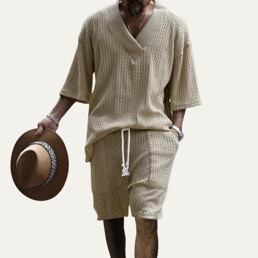 The Redwood Park Men’s Light Summer Knitted Set – Polo Shirt &amp; Short