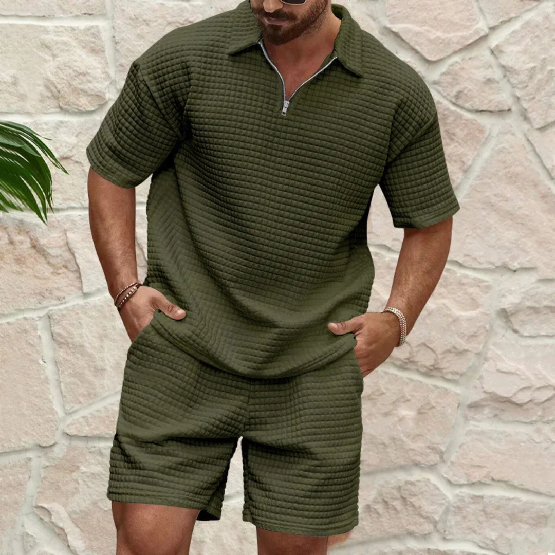 The Ashcroft Men’s Casual Summer Polo Shirt &amp; Shorts Set