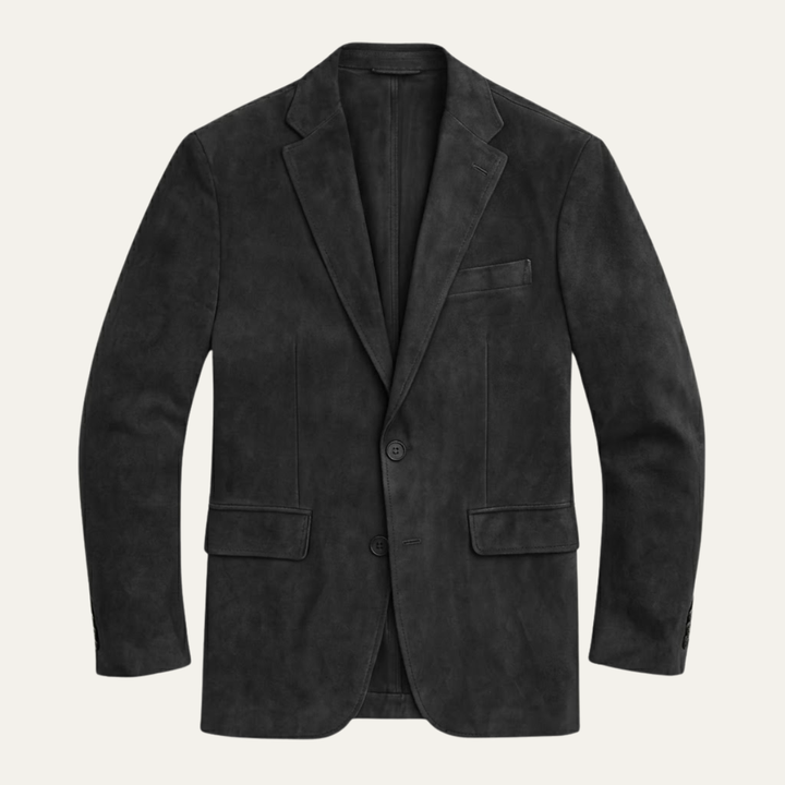 The Policoro Men’s Single Breasted Suede Blazer with Notched Lapel - Wedding Guest