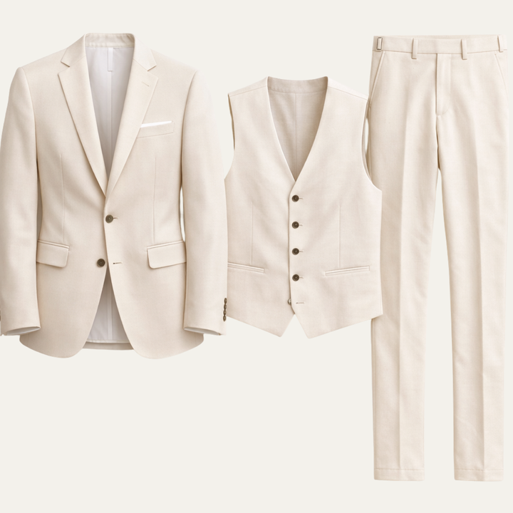 The Barbaresco Men’s Elegant 3 Piece Suit Set – Blazer Gilet and Trousers Formal Suit