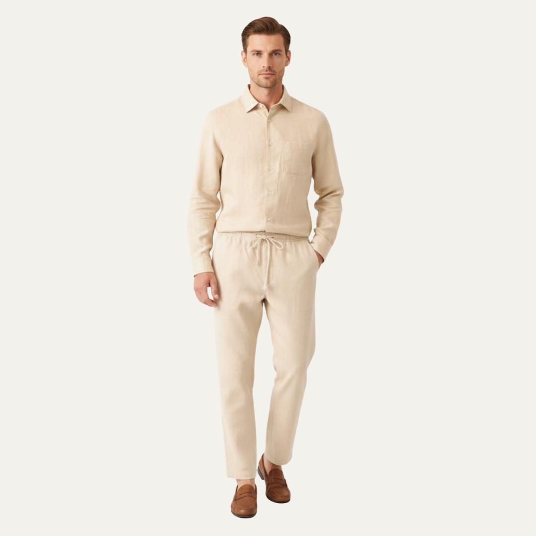 The Brookfield Men’s Casual Breathable Summer Set – Shirt &amp; Pants Set