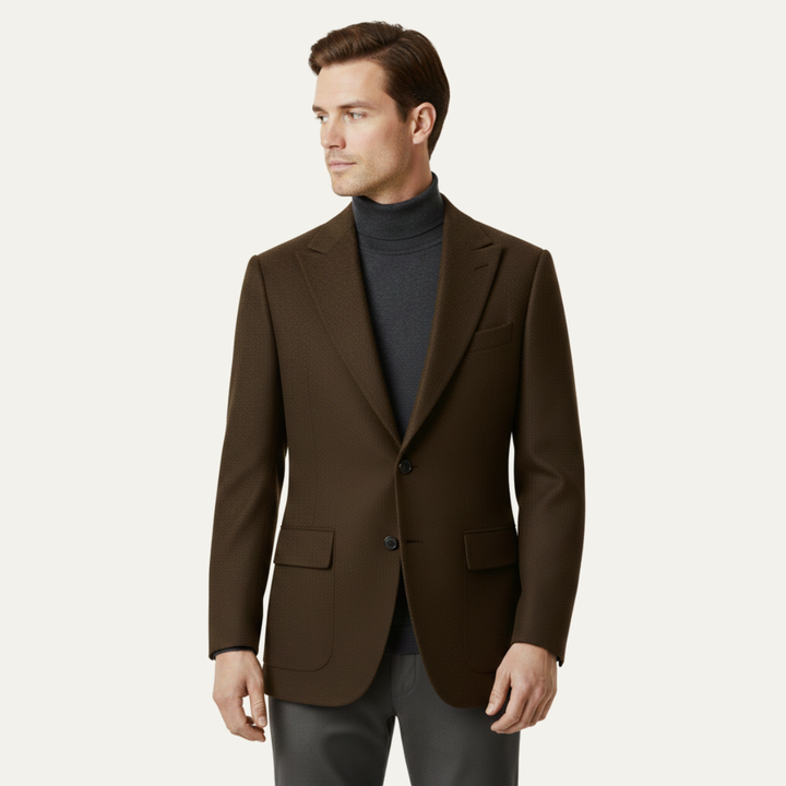 The Rome Men’s Elegant Tailored Tweed Fishbone Blazer Jacket
