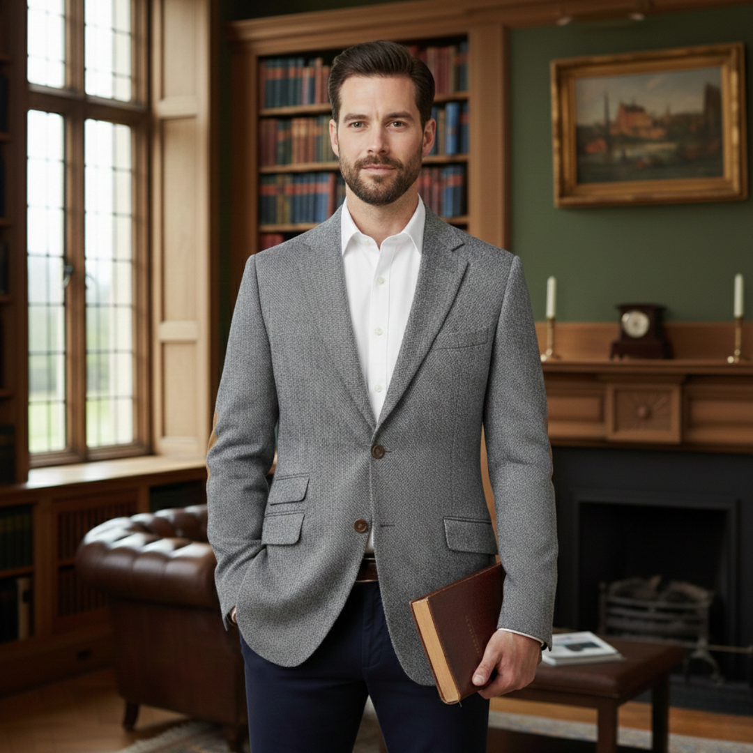 The Verona Men’s Single Breasted Herringbone Tweed Blazer
