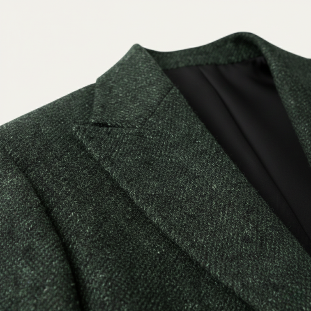 The Rome Men’s Elegant Tailored Tweed Fishbone Blazer Jacket