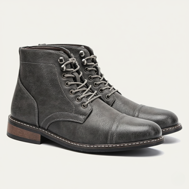 The Porto Cervo Men’s Durable  Faux Leather Lace Up Ankle Boots