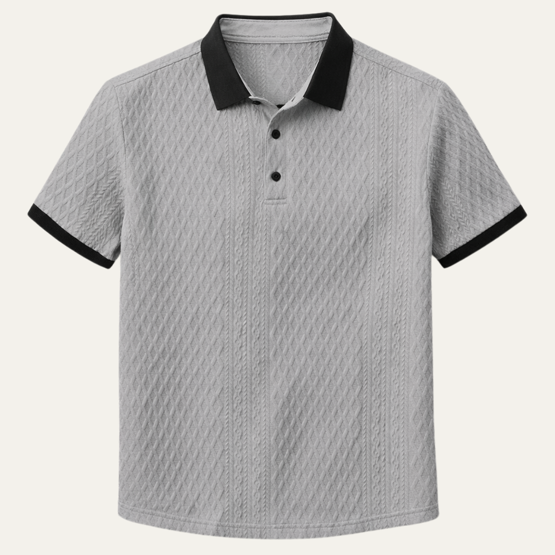 The Glenbrook Hill Men’s Casual Textured Polo Shirt with Contrast Collar