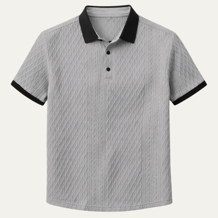 The Glenbrook Hill Men’s Casual Textured Polo Shirt with Contrast Collar