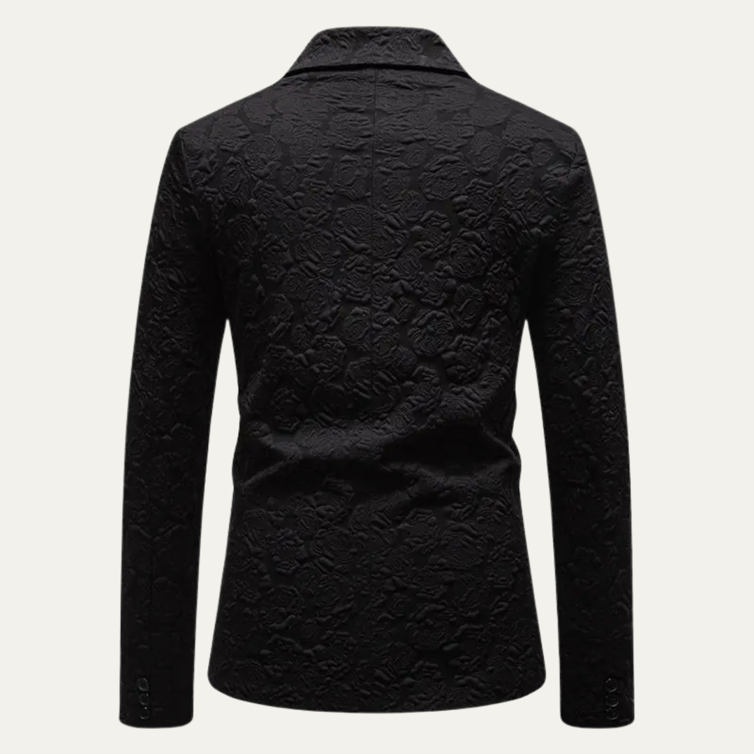The Ashenford Men’s Slim Fit Rose Pattern Business Blazer – Black