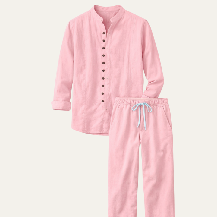 The Woodmere Men’s Retro Cotton &amp; Linen Set – Shirt &amp; Pants