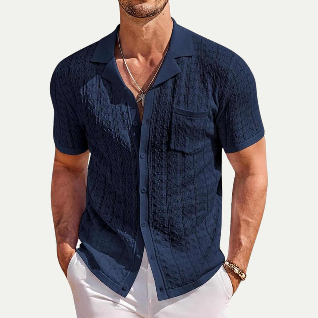 The Milano Men’s Casual Summer Knit Button Down Shirt