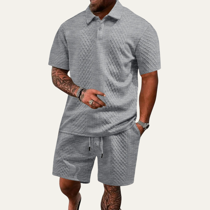 The Surrey Men’s Summer Jacquard Polo &amp; Shorts Set – Lightweight Beach Outfit