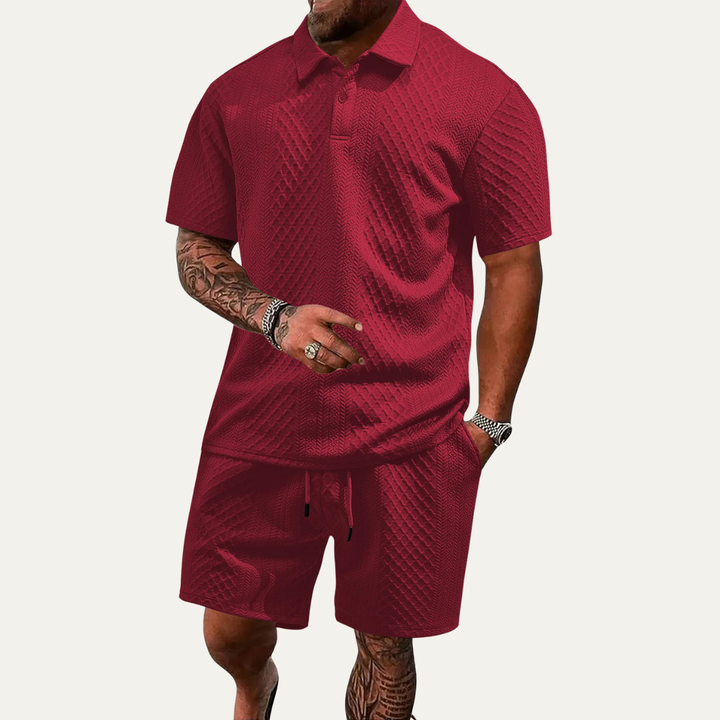 The Surrey Men’s Summer Jacquard Polo &amp; Shorts Set – Lightweight Beach Outfit