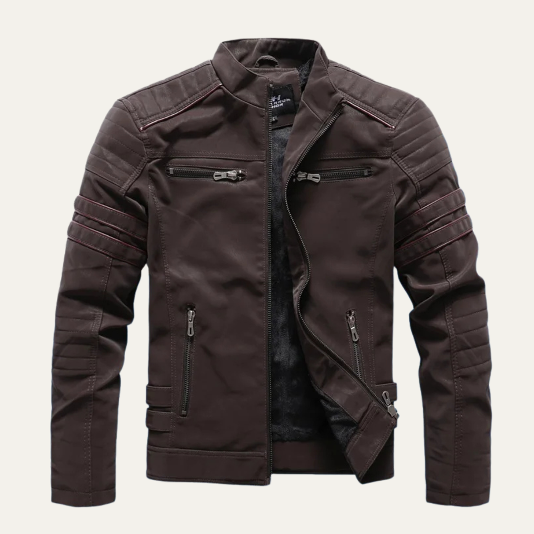 Men’s Zip Up Biker Leather Jacket