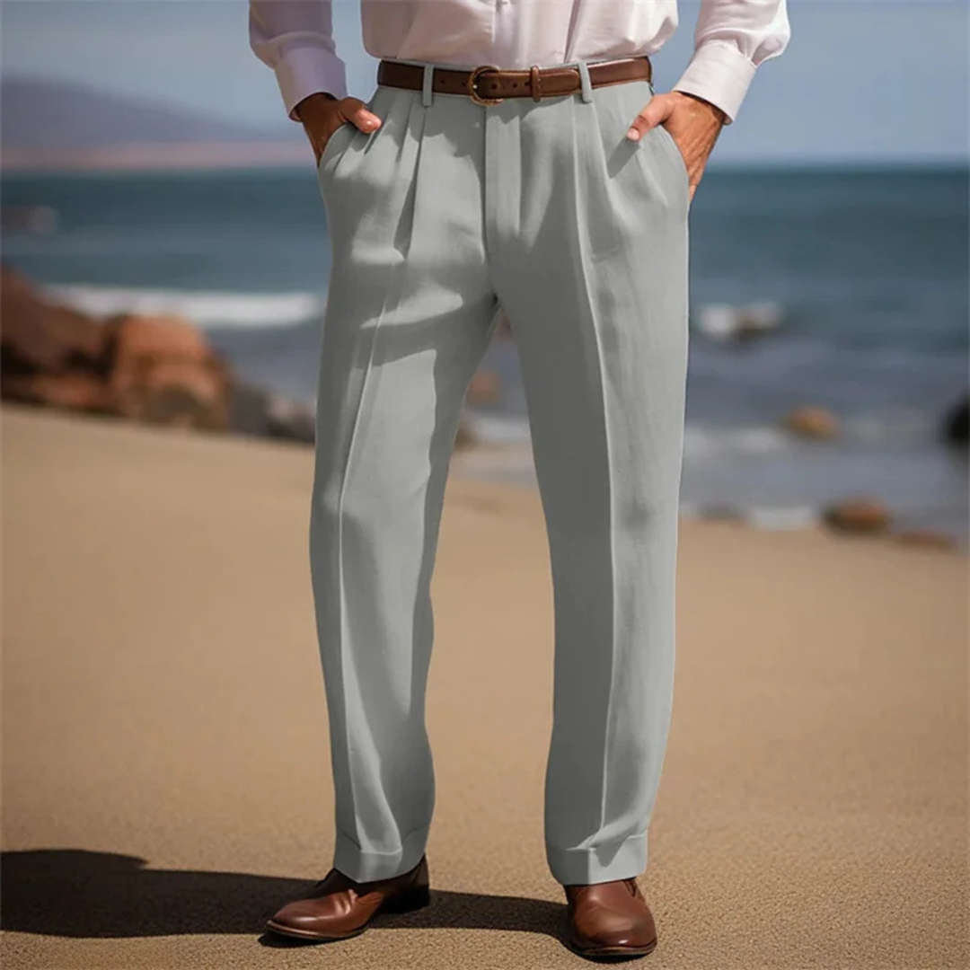 The Brookline Men’s Classic Straight Leg Loose Fit Linen Pants