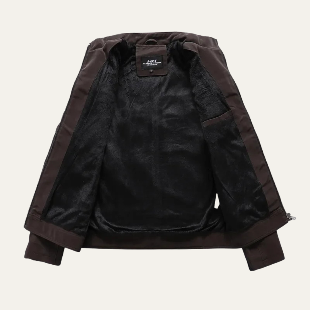 Men’s Zip Up Biker Leather Jacket
