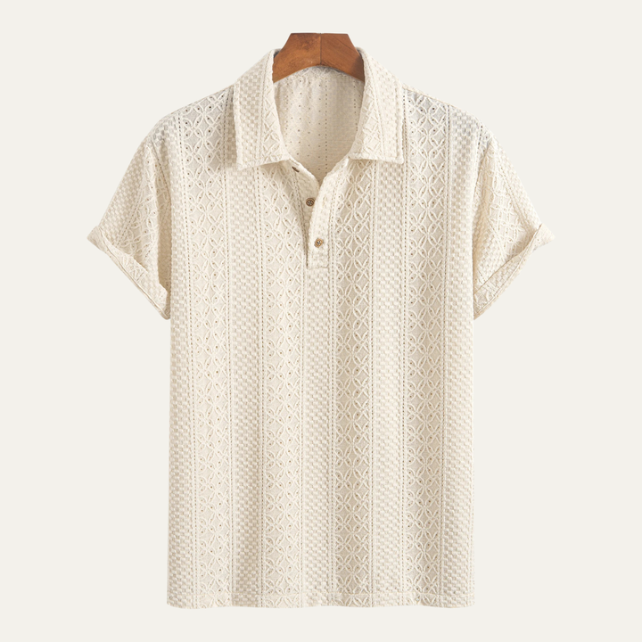 The Havencrest Men’s Jacquard Textured Casual Knitted Polo Shirt