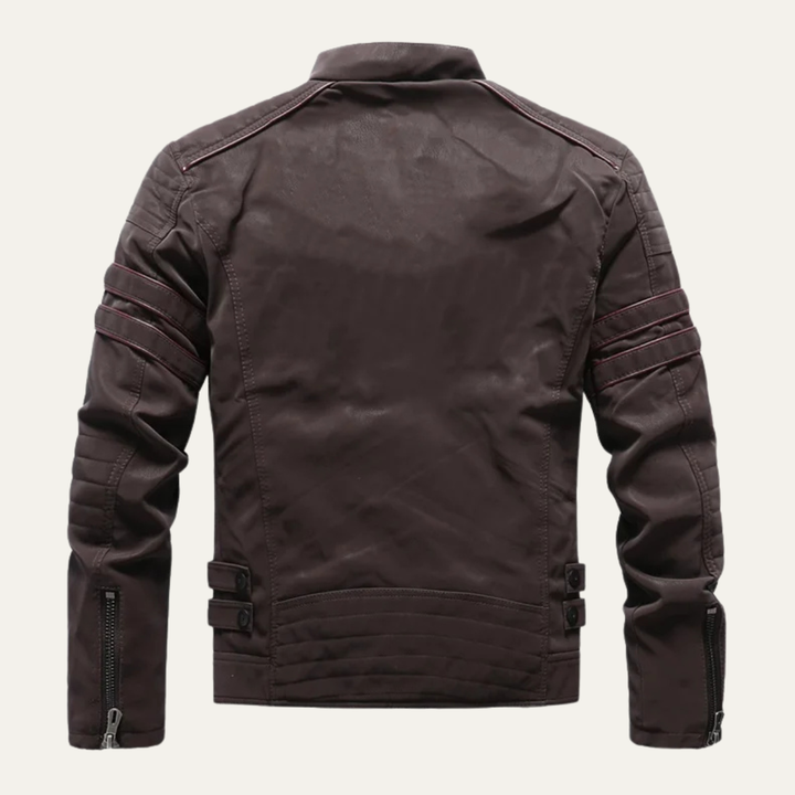 Men’s Zip Up Biker Leather Jacket