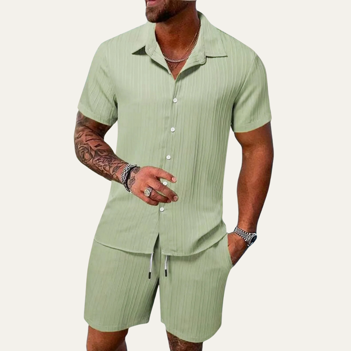 The Meadowhill Men’s Breathable Trendy Summer Set – Shirt &amp; Shorts