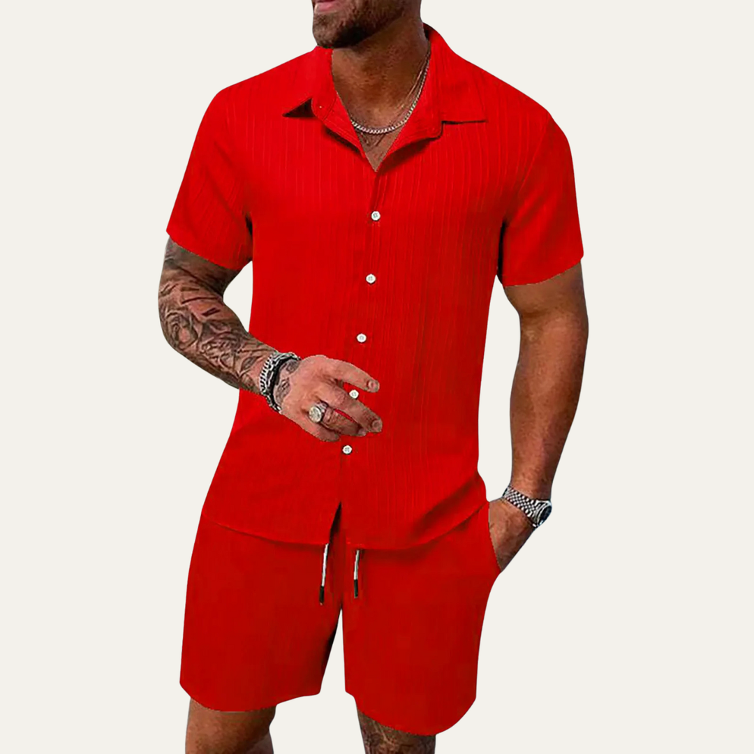 The Meadowhill Men’s Breathable Trendy Summer Set – Shirt &amp; Shorts