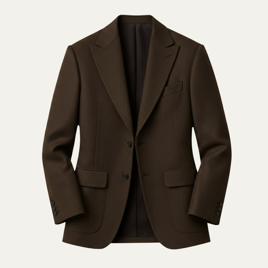 The Rome Men’s Elegant Tailored Tweed Fishbone Blazer Jacket