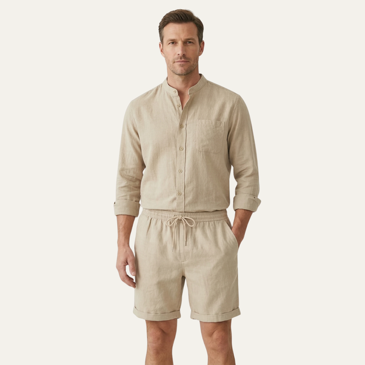 The Glenbrook Park Men’s Cotton Linen Set – Shirt &amp; Shorts