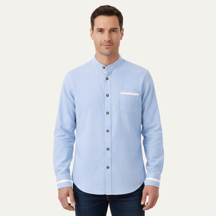 The Silverhaven Ridge Men’s Standing Collar Business Button Up Shirt
