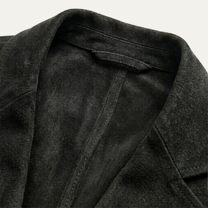 The Policoro Men’s Single Breasted Suede Blazer with Notched Lapel - Wedding Guest