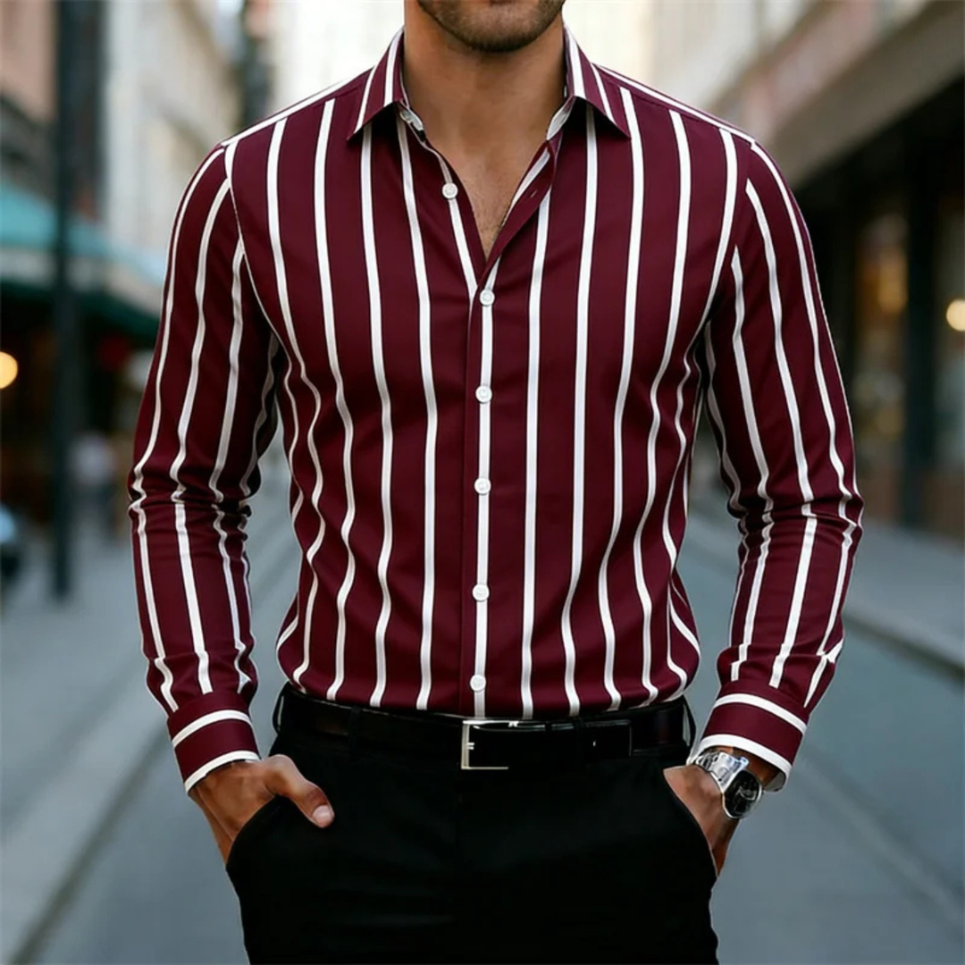 The Harwood Men’s Multicolor Vertical Stripe Casual Shirt