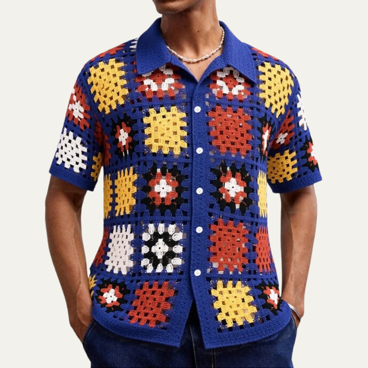 The Foligno Men’s Relaxed Fit Crochet Polo Shirt