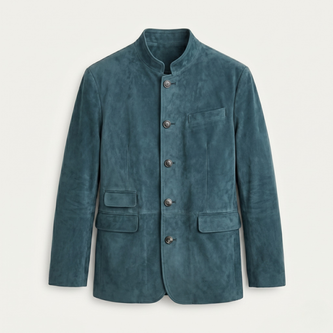 The Belmont Men’s Casual Suede Blazer Jacket – Single Breasted Button Coat