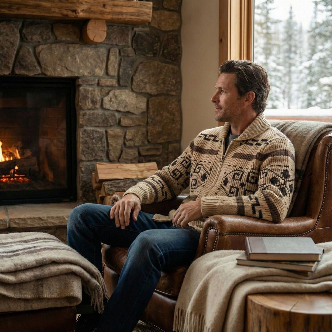 The Serravalle Men’s Button Up Knit Cashmere Shawl Collar Cardigan