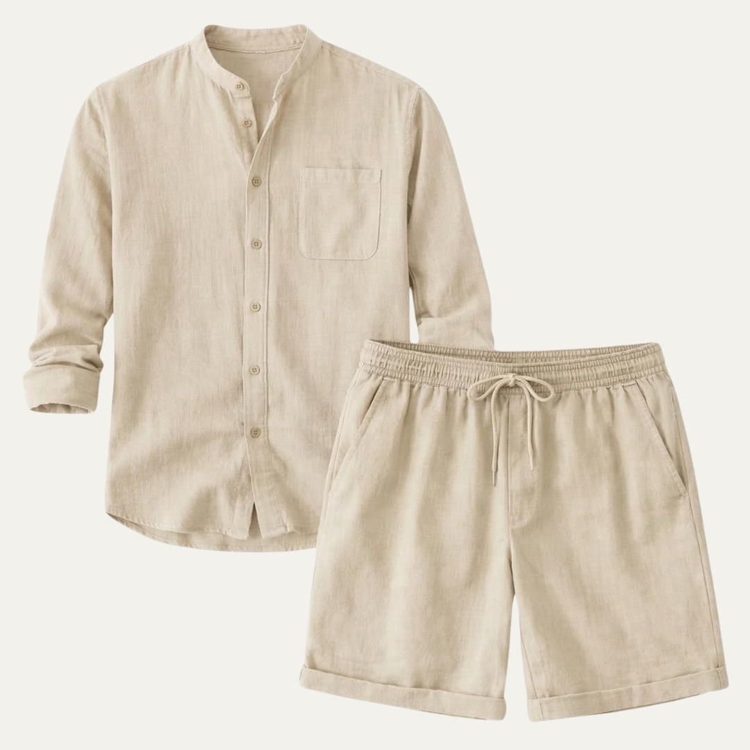 The Glenbrook Park Men’s Cotton Linen Set – Shirt &amp; Shorts