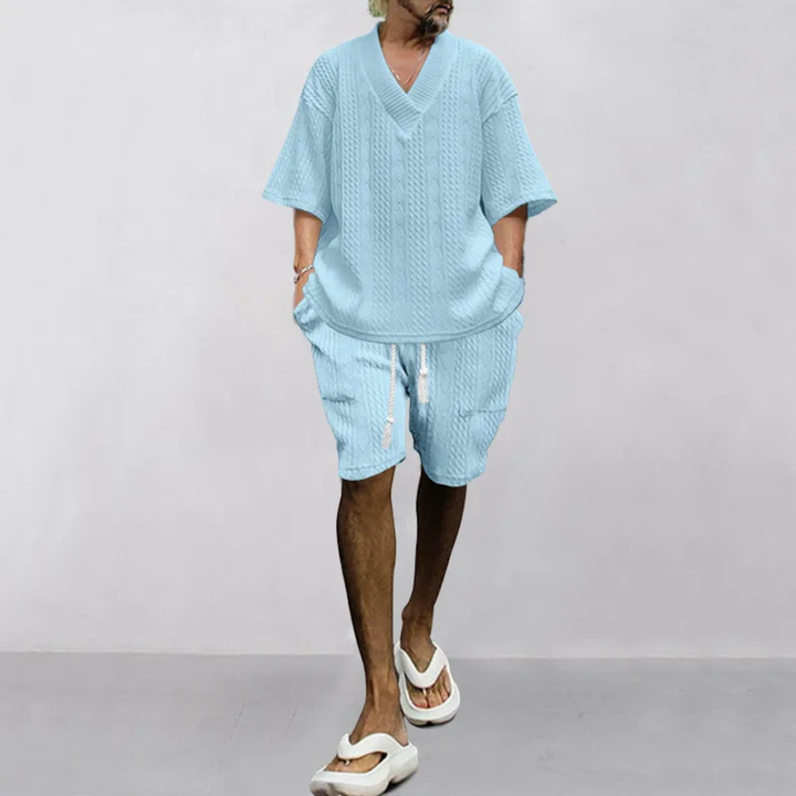 The Redwood Park Men’s Light Summer Knitted Set – Polo Shirt &amp; Short