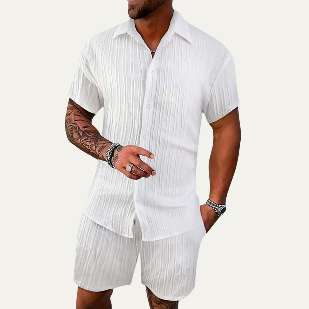 The Meadowhill Men’s Breathable Trendy Summer Set – Shirt &amp; Shorts