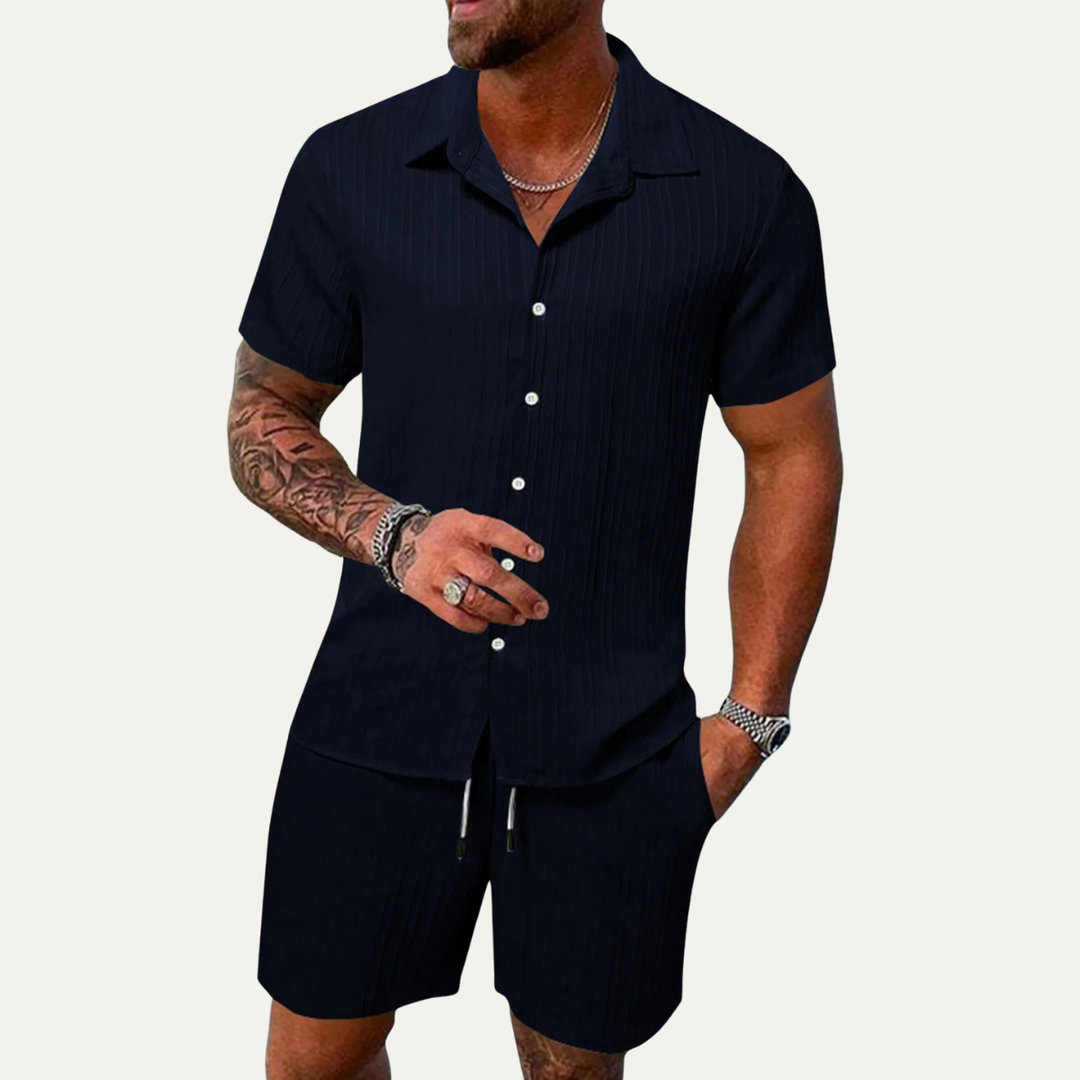 The Meadowhill Men’s Breathable Trendy Summer Set – Shirt &amp; Shorts