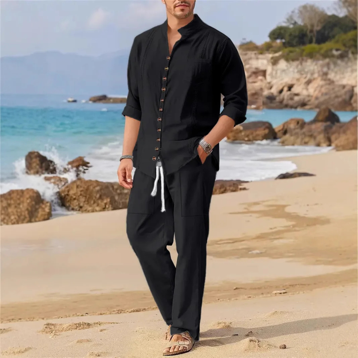 The Woodmere Men’s Retro Cotton &amp; Linen Set – Shirt &amp; Pants