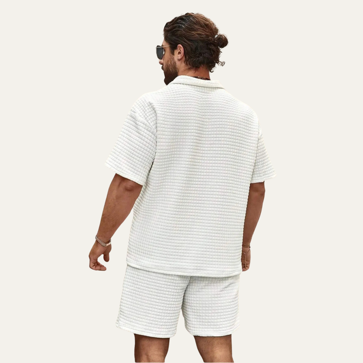 The Willowmont Men’s Summer Waffle Knit Set – Polo &amp; Shorts