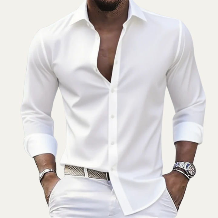 The Menaggio Men’s Solid Color Stretch Casual Shirt