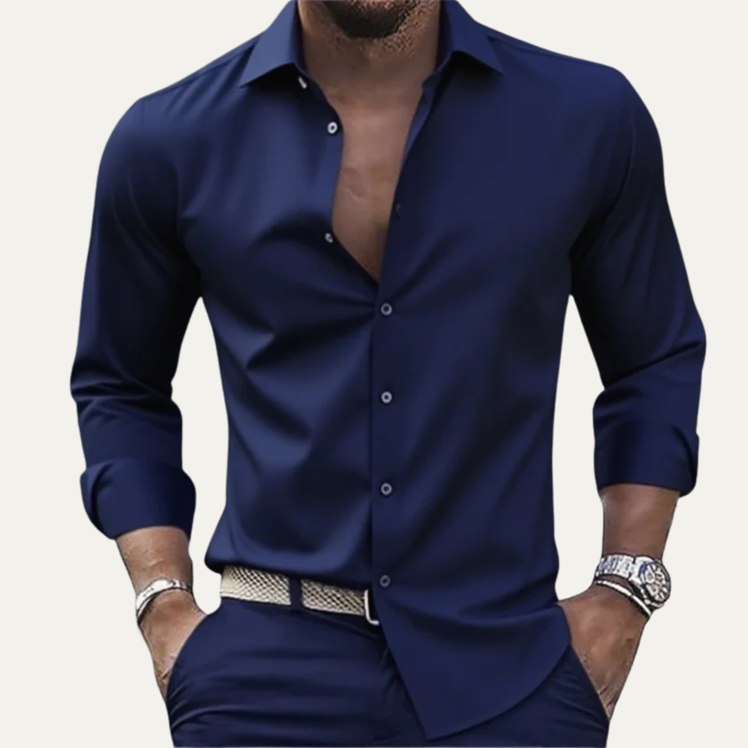 The Menaggio Men’s Solid Color Stretch Casual Shirt