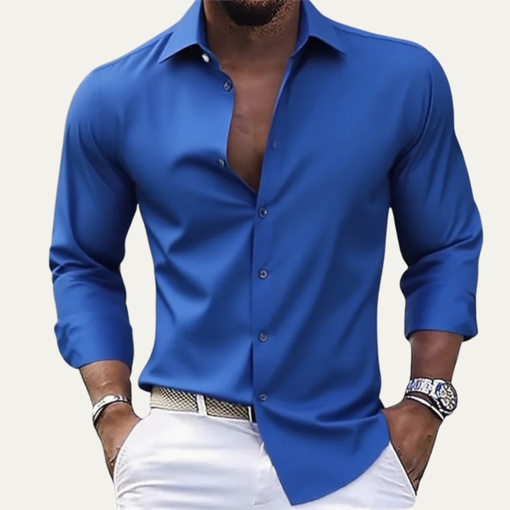 The Menaggio Men’s Solid Color Stretch Casual Shirt