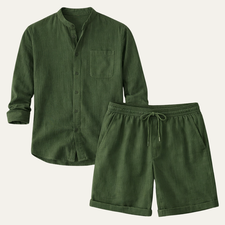 The Glenbrook Park Men’s Cotton Linen Set – Shirt &amp; Shorts