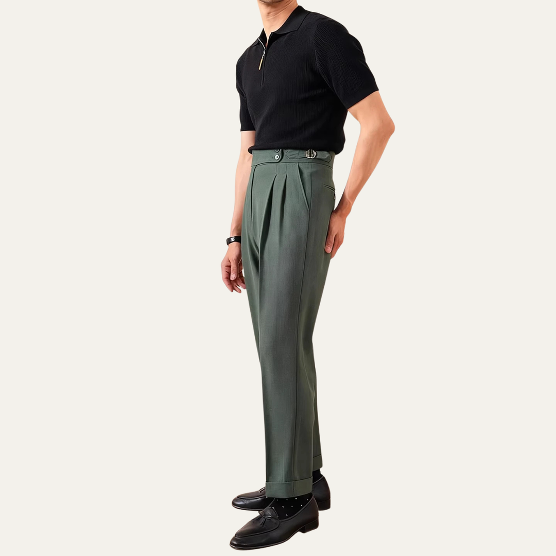 The Riva Garda Men’s High Waist Double Pleated Trousers