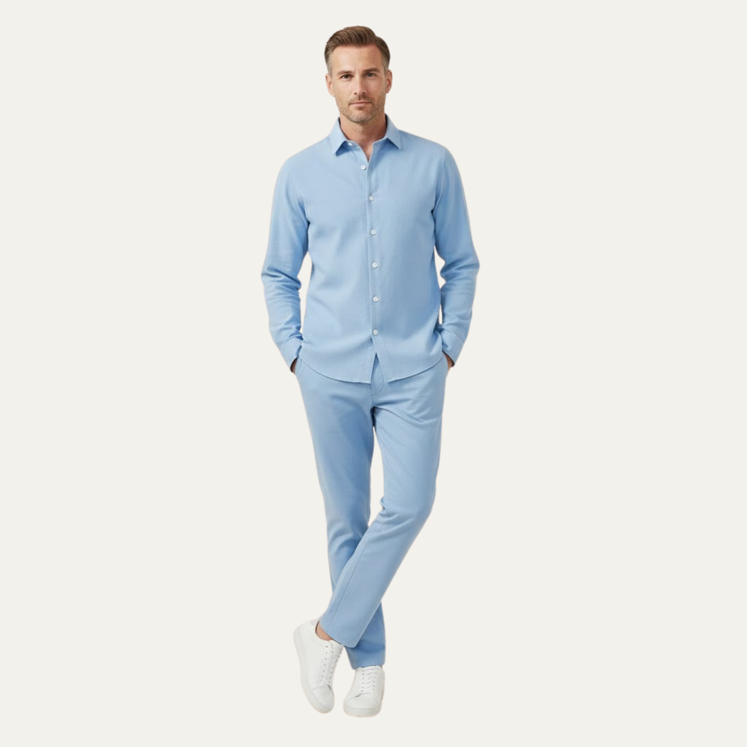 The Brookfield Men’s Casual Breathable Summer Set – Shirt &amp; Pants Set