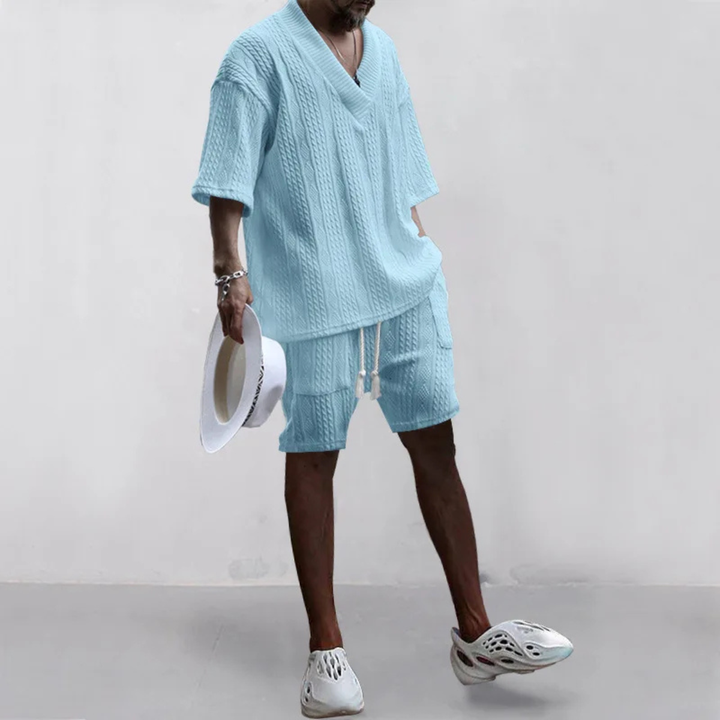 The Redwood Park Men’s Light Summer Knitted Set – Polo Shirt &amp; Short