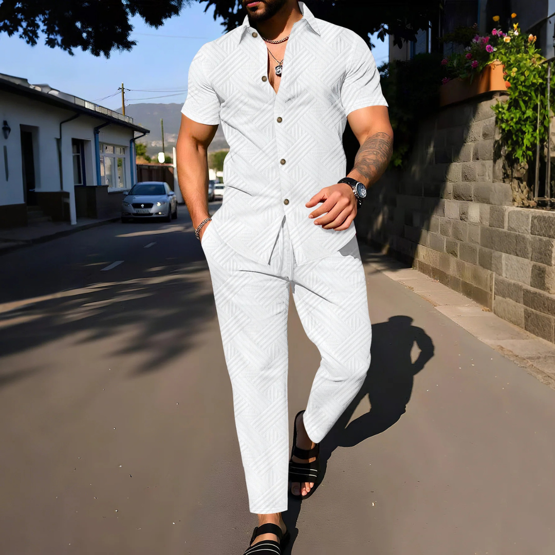 The Rosemont Men’s Shirt &amp; Long Pants Two Piece Casual Set