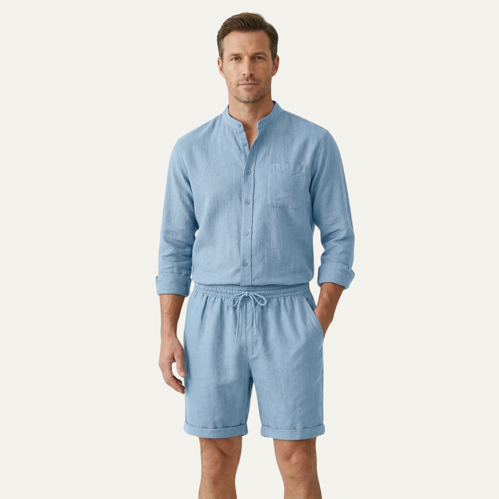 The Glenbrook Park Men’s Cotton Linen Set – Shirt &amp; Shorts
