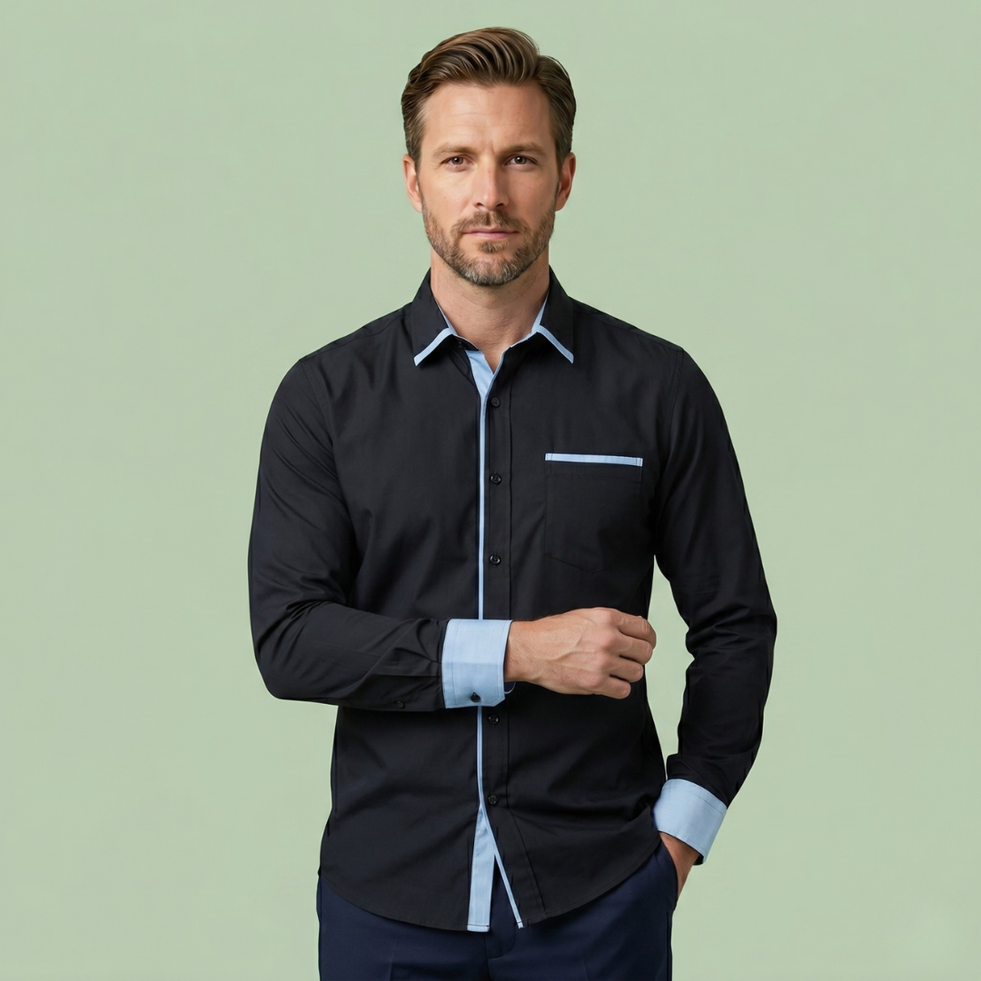 The Vercelli Men’s Casual Contrast Trim Button Up Shirt